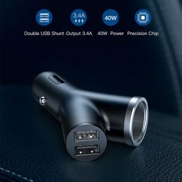 40W Car Charger for Universal Mobile Phone Dual USB Car Cigarette Lighter Slot for Tablet GPS 3 Devices Car Phone Charger