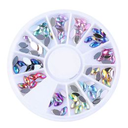 3D Shiny Gems Flat Back AB Colour Acrylic Horse Eye Rhinestones Nail Art Diamond Stone DIY 3*6mm Manicure Tools For Lady Fingernail