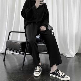 Men's Summer Solid Colour Thin Black Loose Business Casual Suit Pants High School JK Uniform Trousers Y0811