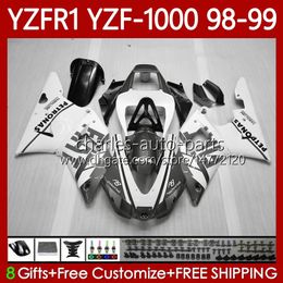 OEM Body Kit For YAMAHA YZF-1000 YZF-R1 YZF 1000 CC R 1 1998 1999 2000 2001 Bodywork 82No.126 YZF R1 1000CC 98-01 YZF1000 YZFR1 Grey White 98 99 00 01 Motorcycle Fairing