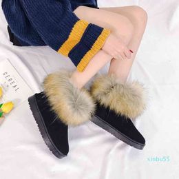 Snow short slip resistant flat cotton shoes students wear tube season boots outer women's slippers