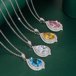 Zircon Drop Pendant Fashion Colourful Colour Necklace Temperament Yellow Diamond Pink Diamond Drop Pendant Accessories