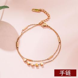 Link, Chain Small Square Double-Layer Titanium Steel Bracelet Female Rose Gold Arrival Handmade Ornament Internet 2021