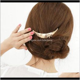 Clips & Barrettes Jewellery Drop Delivery 2021 Fashion Design Moon Shape Hairpin With Pentagram Alloy Gold And Sier Plated For Women Hair Clip