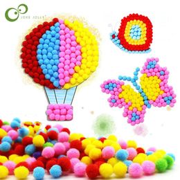 No-Repeat 10 Pcs Wholesale Baby Kids Creative DIY Plush Ball Painting Stickers Children Educational Handmade Material Cartoon Puzzles Crafts Toy