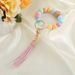 2021 Colourful Silicone Beads Keychain For Car Accessories Tassel Keyring For Key Charms Keychain Women Men Gift Decoration Trend G1019