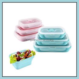 Lunch Boxes&Bags Kitchen Storage & Organization Kitchen, Dining Bar Home Garden 3 Pcs Sile Collapsible Box Preservation Boxes High Temperatu