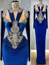 Plus 2022 Size Arabic Aso Ebi Luxurious Beaded Crystals Prom Dresses Sheath High Neck Evening Formal Party Second Reception Gowns Dress Zj206