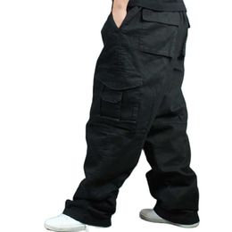 Широкая нога хип-хоп брюки мужские повседневные хлопчатобумажные изделия Грузовые брюки свободные мешковатые брюки уличная одежда плюс размер бегун мужская одежда 210616