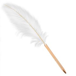 2021 new Creative White Feather Ballpoint Pens For Wedding Gift Signature Pen Birthday Party Home Decoration Office School