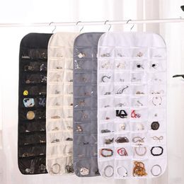 Storage Bags 80 Pockets PVC Necklace Bracelet Earring Organiser Bag Jewellery Hanging Accessories Double Sided Display Transparent