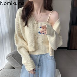 Nomikuma Knitted Cardigan Women Single Breasted Long Sleeve Knitwear Korean Chic All-match Short Sweater Female 3e038 210514