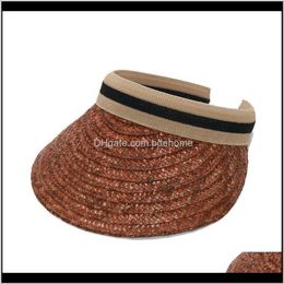 Wide Brim Hats, Scarves & Gloves Fashion Aessories Drop Delivery 2021 Wholesale Colourful Natural St Visor Hats For Women Uv Beach Hat Ladies