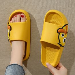Summer Women Slides Cartoon Duck Slippers Outdoor Beach Sandals Men Non-slip Bath Flip Flops Thick Platform Parent Child Shoes