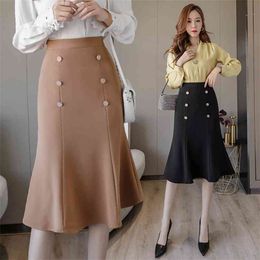 Fashion women's skirts spring and autumn high-waist fishtail A-line irregular temperament 210520