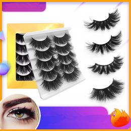 Faux 3D Mink Eyelash Thick Long 5Pairs False Eyelashes Extension Makeup Crisscross Cruelty Free Eye Lashes