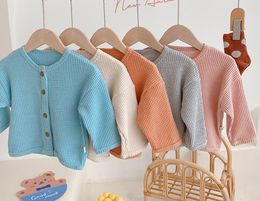 Baby Outerwear New Fabric Cardigans Coats Candy Color Fall 2021 Latest Boutique Clothes 0-4T Children Boys Girls Long Sleeves Tops All-Match