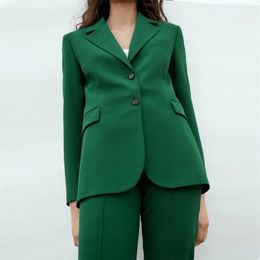 Biazer Za Suit coat office Women spring fashion slim green women suits casual chic street youth suit jacket 211006