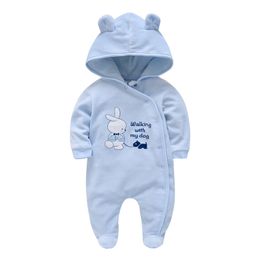 Hooded Baby Boy Romper Born Birth Gift Full Sleeve Keep Wam Rabbit Embroidery Clothing Roupa Infantil 210816