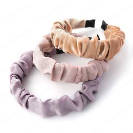 Fashion Pleated Solid Colour Fabric Headband for Women Elegant Hair Accessories