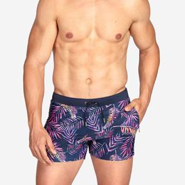 Men's Swimwear Beach Shorts European American Fashion Low Waisted Print Swimming Trunks Side Pockets Boxer Summer Surfing