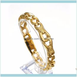 Link, Jewelrylink, Chain 316L Stainless Steel Bracelet Sier Colour Gold Black Curb Cuban Link Men Bracelets For Women Jewellery Gift Drop Deliv