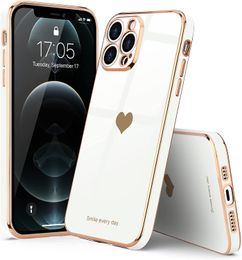 Mobile Cell Phone Case Cover Shell Women Girl Cute Love-Heart Soft Raised Camera Protection Bumper Silicone Shockproof for iPhone 12/12pro/12pro max/12 mini