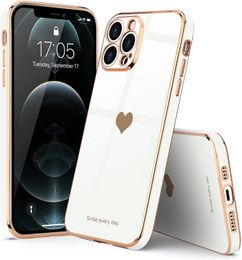 Mobile Cell Phone Case Cover Shell Women Girl Cute Love-Heart Soft Raised Camera Protection Bumper Silicone Shockproof for iPhone 12/12pro/12pro max/12 mini