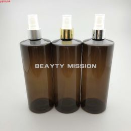 500ml Brown 12pcs/lot Plastic Bottles With Light Gold/Light Silvery/Matte Silvery Spray Pump Container Empty PET Bottlesgood high qual