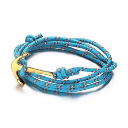 Stainless Steel Anchor Nylon Rope Bracelet For Men Red And Blue Hand 2color Ship Fashion Jewellery Gift Bangle
