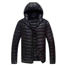 Piumino leggero da uomo nuovo caldo Piumino da uomo moda con cappuccio Cappotto corto leggero da uomo slim fit Piumini imbottito Capispalla nero G1108