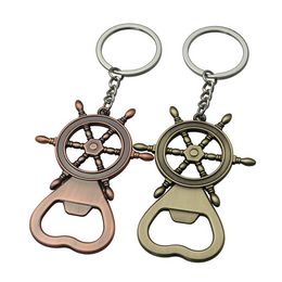 Boat Rudder Bottle Opener Key Rings Metal Bronze Colour Summer Cap Beer Openers Keychain Kitchen Bar Hand Tools Will and Sandy