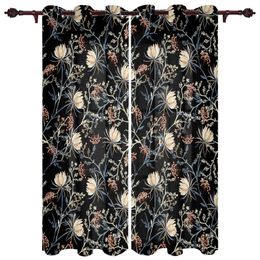 Curtain & Drapes Vintage Flower Snow Lotus Window Kitchen Curtains Short For Living Room Bedroom