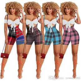 Designers Women Tracksuits Two Piece Pants Set Fashion Short Leisure Suit Summer Ladies Plaid Sling Outfits 4 Colours