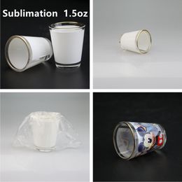 1.5oz Sublimation Shot Glass 144pcs Per Carton White Blank Wine Glasses Golden Edge Cup Heat Transfer Drinking Mugs By Air A12