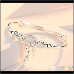 Bracelets Adjustable 925 Sterling Sier Dreamcatcher Tassel Feather Round Bead Charm Bracelet &Bangle For Women Elegant Jewelry Sl209 Drop De