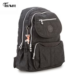 TEGAOTE Classic Big School Backpack for Teenage Girls Mochila Feminine Backpacks Women Solid Famous Nylon Casual Laptop Bagpack 210322