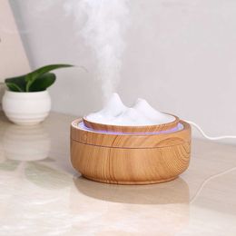 300ML air Humidifier USB Ultrasonic Cool Mist Aroma Diffuser with LED Lamp Wood Grain Mountain Maker Fogger Humidificador 210724