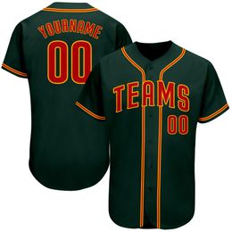 Custom Green Red-Gold-009 Authentic Baseball Jersey