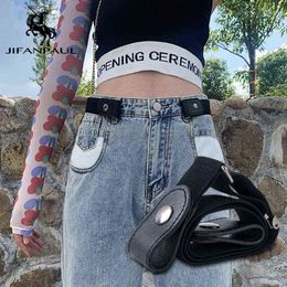 JIFANPAUL Women's fashion jeans decorative buckleless elastic band high quality nylon material youth students trend punk belt G220301