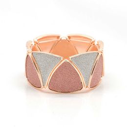 Shining Grey Rose Gold Colour Alloy Bangles for Women Geometric Triangle Splice Wide Elasticity Bangle Bracelet Jewellery Gifts Q0717