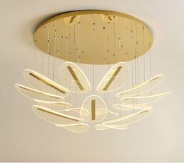 Modern Gold Chandelier Petal-Shaped Living room Villa Duplex Building Large Home Hall Nordic Restaurant Lighting