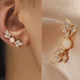 Fashion Simple Stylish Gold Leaf Clip Earring For Women Without Piercing Puck Rock Vintage Crystal Ear Cuff Girls Jewerly Gifts