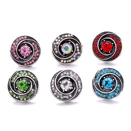 Wholesale mix Rhinestone Snap Buttons Clasp 18mm Metal Decorative Vintage Button charms for DIY Snaps Jewellery Findings factory suppliers
