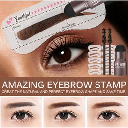 Eyebrow Shaping Kit Stamp Pencil and 5 Pairs Brow Stencils Pen Cosmetics Waterproof Natural Colour Eye Makeup Tools enhancer gel dhl