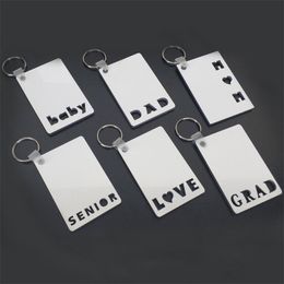 Party Favour Sublimation Keychain LOVE GRAD DAD MOM SENIOR Key Chain Creative DIY Gift Blank MDF Keyrings DH9811