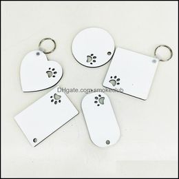 Event Festive Supplies Home & Gardenpuppy Keychain Party Favour Sublimation Mdf Keyring For Women Paw Print Wooden Keychains Creative Dog Tag