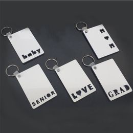 Blank Sublimation Keychain Pendant MDF Double Sided Thermal Transfer Keyring Wooden Key Chain Birthday Gift Supplies JJA114