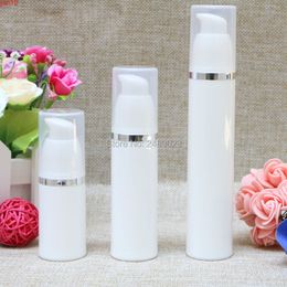 Make Up Tools Silver Line Airless Bottle With Transparent Cap Empty Plastic Refillable Cosmetic Containers 100pcs/Lothigh qty