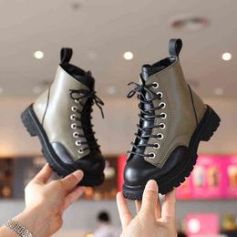 Children spring & autumn single Martin boots 2021 new girls fashion lace design boots boys British style mid-cut boots G1210